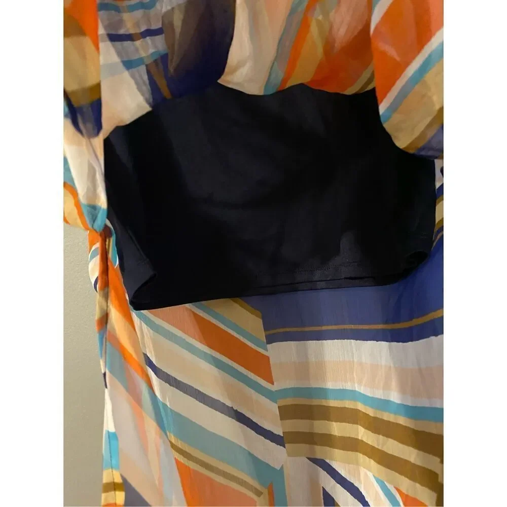 Vanity Stripes Pull On 2Fer Skirt Size Large